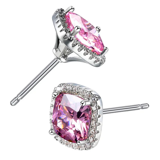 Earrings Pink Zircon Charm