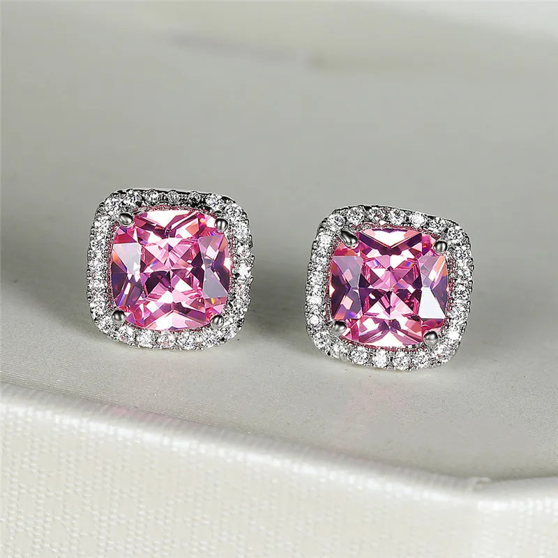 Earrings Pink Zircon Charm