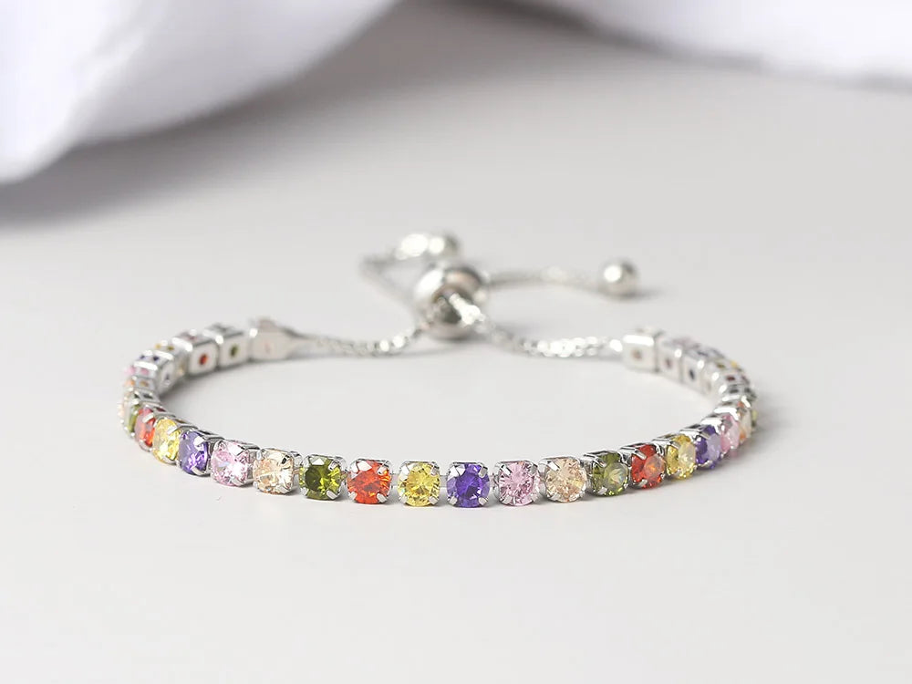 Bracelet Tennis Woman Multicolor 4mm Adjustable