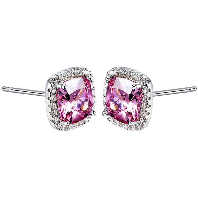 Earrings Pink Zircon Charm