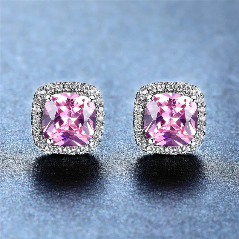 Earrings Pink Zircon Charm