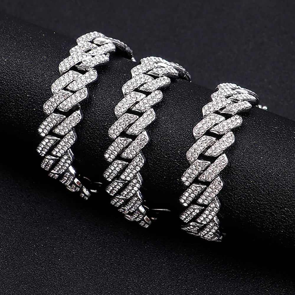 Bracelet Hip Hop Men Woman 14mm Cuban Link Chain Bling Ice Out