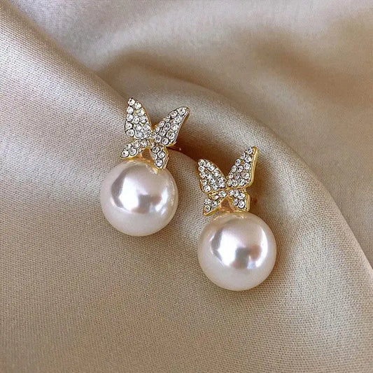 Earrings Pearl Butterfly