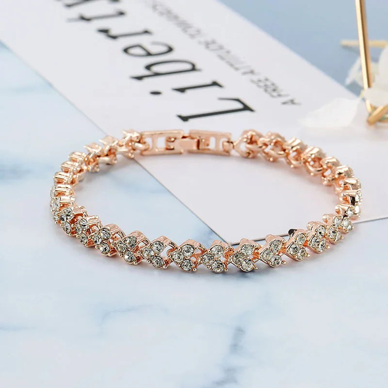 Bracelets for Women Crystal Zircon Roman Style White Silver Plated CZ Classic Tennis Bracelet